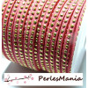 1m de cordon de suédine strass cloutée doré  aspect Daim une rangée facettée ROSE H208 