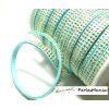 1m de cordon de suédine strass doré aspect Daim double rangée facettée Bleu Ciel P00401 