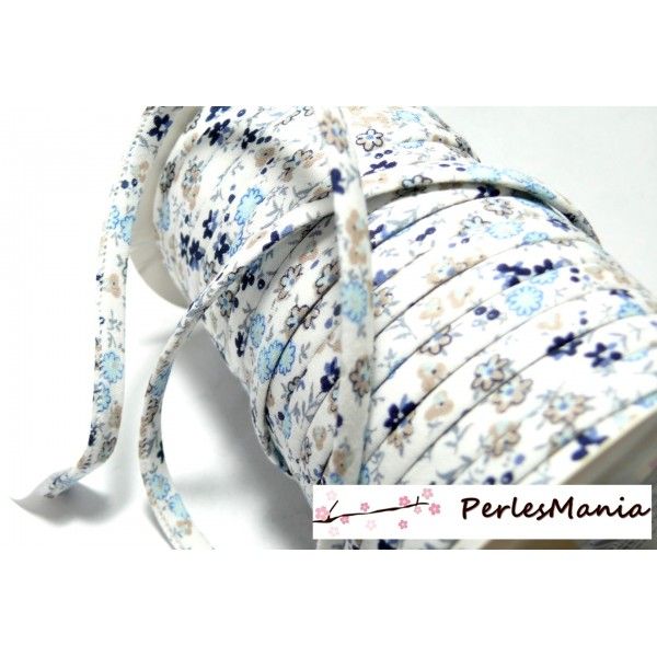 Apprêt 1 m ruban cordon spaghetti 7mm ref B70600 couleur 22 Fleuri 