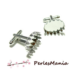 Supports Boutons de Manchette Griffe 13x18mm – Métal Argent Platine