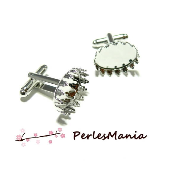 Supports Boutons de Manchette Griffe 13x18mm – Métal Argent Platine