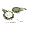 2 pièces: 1 support de barrette clip ARTY FLEUR Bronze ref 110 et 1 cabochon en 25mm 