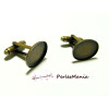 Boutons de manchettes Qualtié ID 32332 BRONZE ovale en 13 par 18mm Idéal pour cabochon en 13 par 18mm