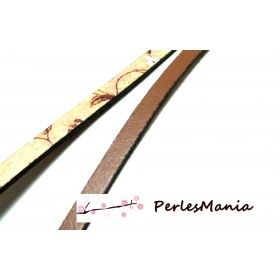 90cm Cordon  Cuir style Fleur Bicolore PLAT 5mm H104, DIY 
