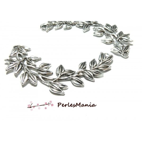 1 CONNECTEUR  GRANDE FEUILLE 84mm H880 VIEIL ARGENT, DIY 