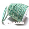 5 mètre de cordon de suédine strass cloutée Doré aspect Daim une rangée facettée VERT Turquoise H204 