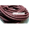 Cordon Cuir Veritable ROUGE VIN PAILLETTE 5mm