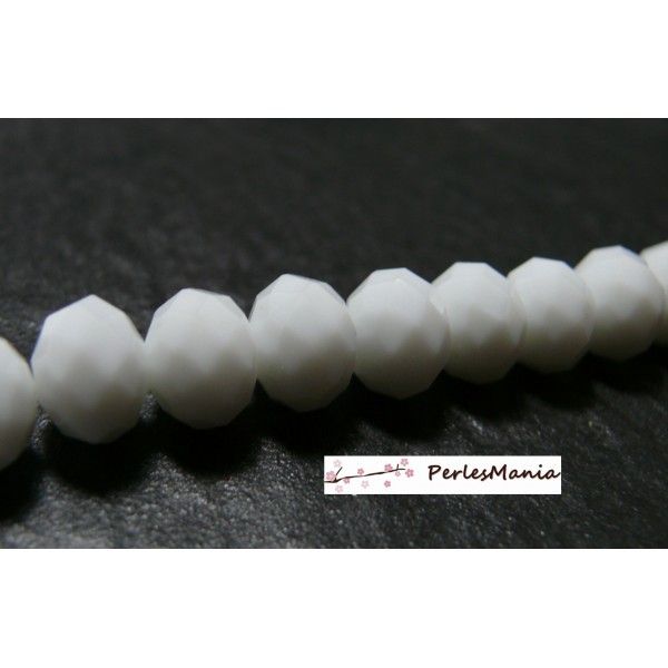 1 fil d'environ 135 perles Rondelles Verre Facettée  BLANC 4 par 3mm Couleur 10 