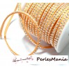 1 rouleau de 18m de cordon de suédine strass  argent  aspect Daim une rangée  Orange pastel H111 