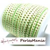 1 rouleau de 18 mètres de cordon de suédine strass doré  aspect Daim une rangée Vert Anis H207 
