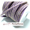 cordon de suédine strass cloutée dore aspect Daim une rangée facettée VIOLET H214 ( magnifique et très raffinée )
