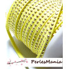 1 rouleau de 18 mètres de cordon de suédine strass  Doré aspect Daim une rangée  JAUNE H211 