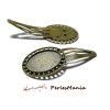 1 support de barrette clip ARTY FIFTY Bronze OVALE 18 par 25mm ref 111 