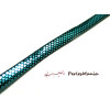 2m de cordon plat 6mm BLEU CANARD  style paillette simili cuir, DIY 