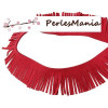 GALON FRANGE EN SUEDINE ROUGE CREATION POMPONS 30mm