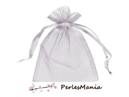 10 pochettes organza GRISE  ( environ 10 par 15cm )  Sachet bijoux 
