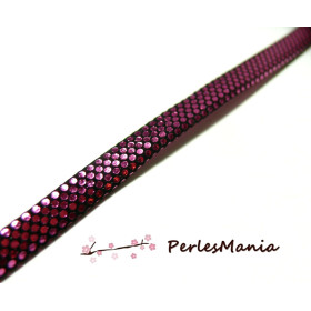 50 cm de cordon plat 6mm ROSE style paillette disco simili cuir, DIY 