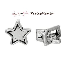 20 Slides passants ETOILES VIEIL ARGENT  S42898 pour cordon, DIY 