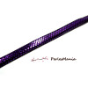 50 cm de cordon plat 6mm VIOLET  style paillette disco simili cuir, DIY 