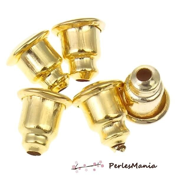 100 embouts poussoir tube  pour Boucle d'oreille puce  DORE, DIY 
