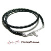 Colliers tressés simili cuir noir 3mm