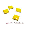 6 sequins médaillons émaillés biface CARRE 12mm JAUNE , DIY 