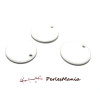 20 sequins médaillons émaillés BIFACE ROND  10mm BLANC,  DIY 