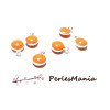 5 sequins médaillons émaillés biface rond 3D 7mm ORANGE ref 48 , DIY 