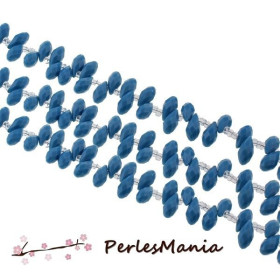 10 perles GOUTTE Verre Facettée 6 par 13 mm Couleur BLEU CANARD 