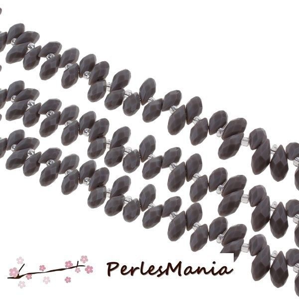 10 perles GOUTTE Verre Facettée 6 par 13 mm Couleur GRIS 