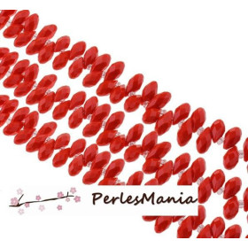10 perles GOUTTE Verre Facettée 6 par 13 mm Couleur ROUGE 