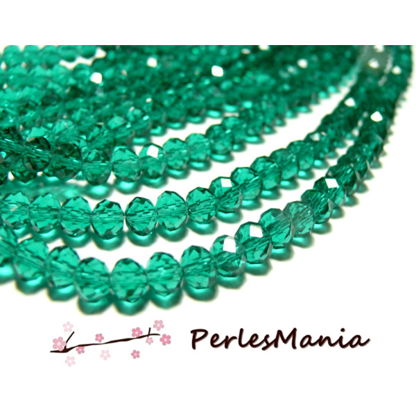 Perles à facettes rondelles en verre 6x7mm Vert émeraude