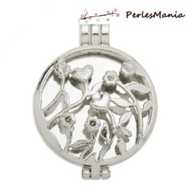 1 PENDENTIF MEDAILLON PORTE PHOTO  FLEUR Japonaise 3D  ARGENT ref152, DIY 