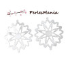 ESTAMPES CONNECTEUR FLEUR 40mm ARGENT PLATINE EN ACIER INOXYDABLE