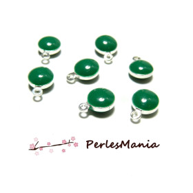 Sequins Médaillons Émaillés Biface Rond 3D 7mm Vert