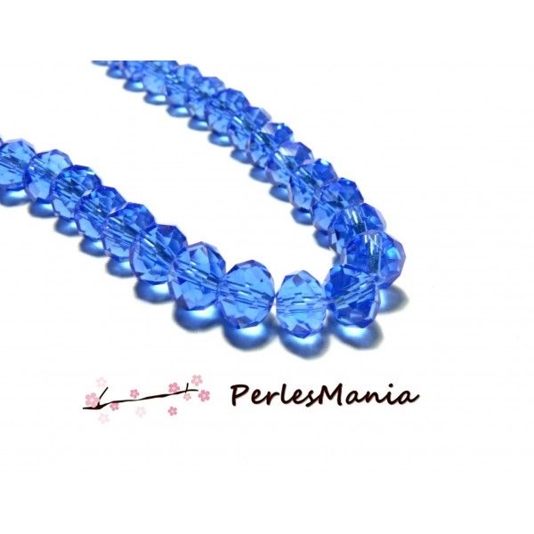 1 fil d'environ 72 perles à facettes rondelles en verre  6 par 8mm Bleu 2J1136 