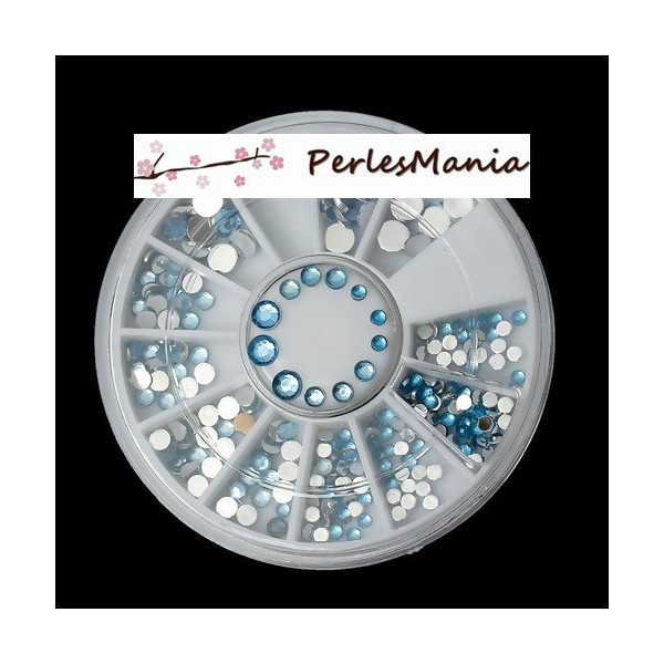 BOITE  DE 240 STRASS ROND ONGLES NAIL ART TON BLEU S69712, DIY 