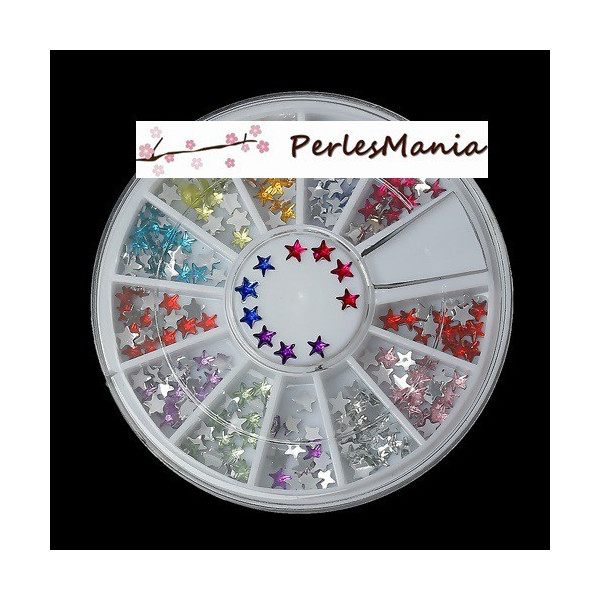 BOITE  DE 240 STRASS ETOILES ONGLES NAIL ART MULTICOLORES  1169714, DIY 