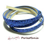 90cm de cordon plat  Simili Cuir Paillette sequins BLEU VIOLET ELECTRIQUE 6mm ref15 