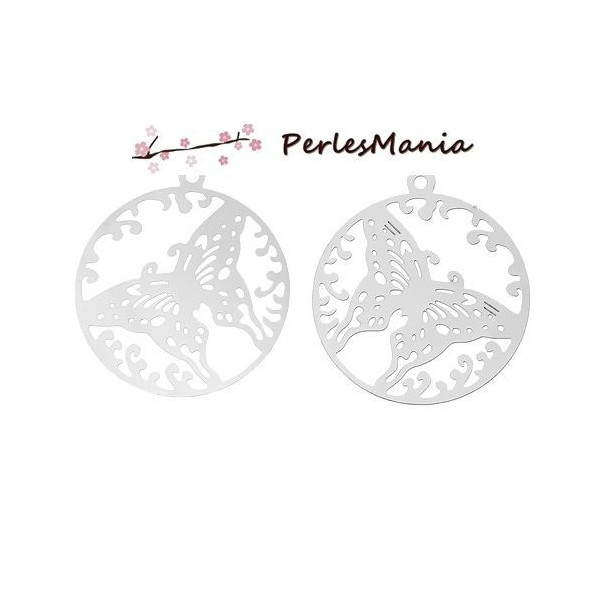 Estampes Filigrane Papillon 23 mm – Acier inoxydable