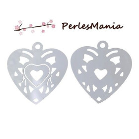 ESTAMPES FILIGRANE COEUR EN ACIER INOXYDABLE S69114, DIY création de bijoux raffinés