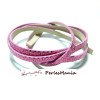 90cm de cordon plat  Simili Cuir Paillette sequins ROSE FUSCHIA 6mm ref2 