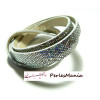 90cm de cordon plat  Simili Cuir Paillette sequins ARGENT 10mm ref17 