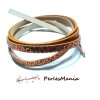 90cm de cordon plat  Simili Cuir Paillette sequins ORANGE 6mm ref5 
