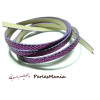90 cm de cordon plat  Simili Cuir Paillette sequins VIOLET 6mm ref 8 