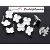 PAX 5 Paires de Boucle d'oreille clou FLEUR  ARGENT VIF avec attache S1112182, DIY 