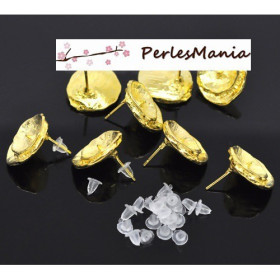PAX 10 Paires de Boucle d'oreille clou FLEUR LOTUS DOUBLE OR , DIY 