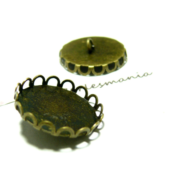 Supports Boutons à coudre ROND vague 25mm BRONZE, DIY Idéal pour cabochon en 25mm