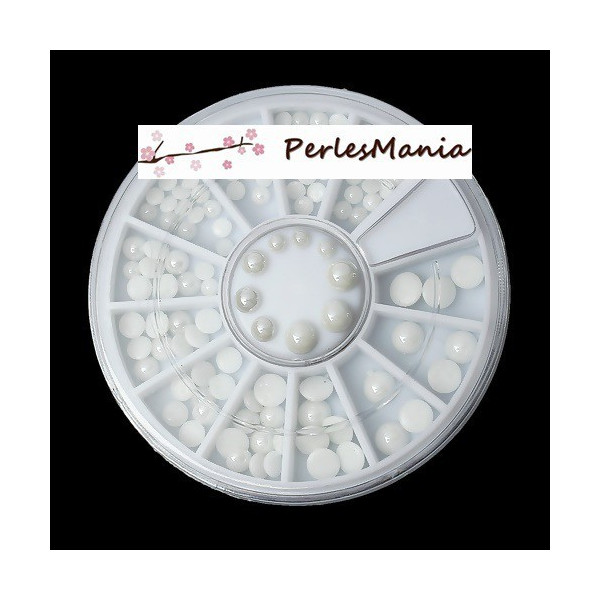 BOITE  DE 240 cabochons nacré fond plat BLANC NAIL ART MULTICOLORES  S1169715, DIY 