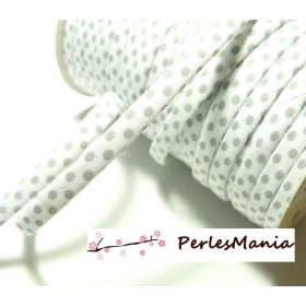 ruban biais spaghetti à pois gris et blanc 7mm 70480-408